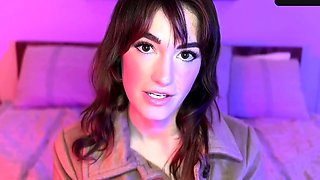 A brown haired girl in dark-hued with teasing