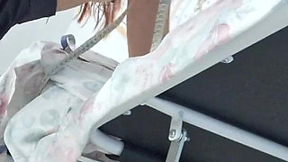 The Seamstress, While Taking the Measurements for the Customer's Pants, Keeps an Eye on His Erection!