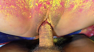 Holi Special Indian cute Bhabhi celebrates Holi by with her Dever