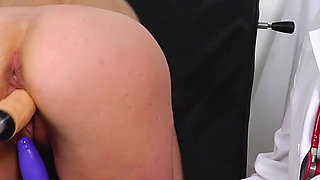 Rectal speculum exam and machine orgasm of hot MILF