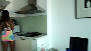 Fried rice and sex at home with cute Thai teen girlfriend