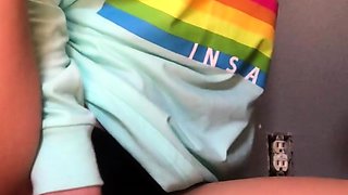 Erotic solo masturbation with teen brunette