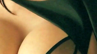 Busty Brunette Simone in Black Lingerie