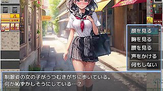 Hentai Anime - 同人エロケ実況ヤれる女を見極めろ 街中て巨乳jkやolに次々とエロいことして中出ししまくる(体験版 Rpgエロケー Hentai Game)