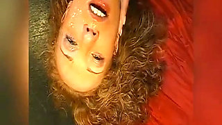 Bukkake Slut Gets Her Face Drenched in Cum