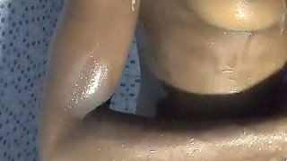 Hot Ebony Teen Enjoys Touching Her Boobs