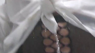 Pissing in Toilet & Masturbating in Shower Wearing Stockings & a Wet Blouse