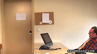 Just amazing skinny teen with big tits fucked by old guy