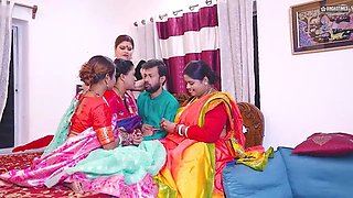Desi Indian Thirki Husband fucks his all four wives at the same time and cumshot on face ( Hindi Audio )