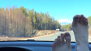 Feet on the dashboard