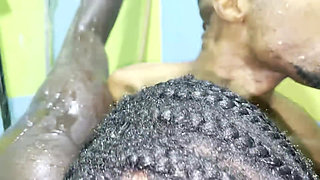 Blacks Only Pre Shoot Shower Time Turned Into Love Making with These Sexy Bi Ebony and Her Man