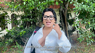 I convince my horny neighbor to help me prepare my virgin pussy for my first porn casting