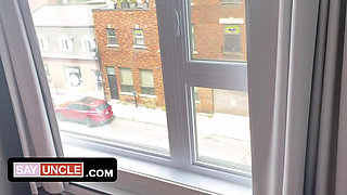Hot innocent jock Benjamin Blue pays rent by selling a sex tape with his older roommate
