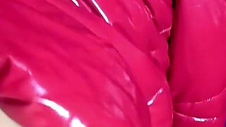 Red Glossy Downjacket POV. Smoking, Doggy Style and Double Cum on My Jacket