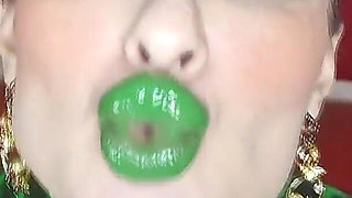 I Seduce You with My Glossy Green Minty Lips and Kisses and Shiny Latex