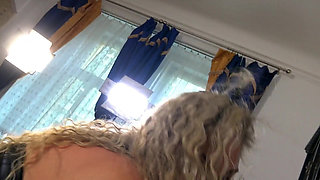 Sexy blonde black pearl thong