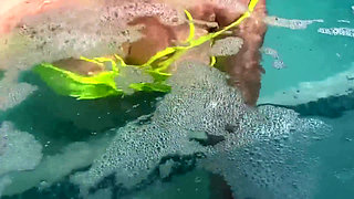 Artemisia Love Swimming in the Pool Flashing Her Big Juicy Boobs and Smoking a Cigarette