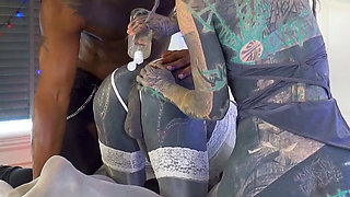 Tattoo Trans and Anal Queen Wife Have Wild Threesome with BBC