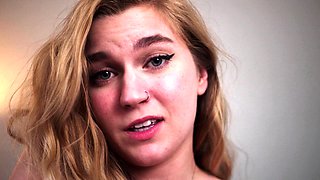 Blonde with big boobs fucked from behind before tit wanking