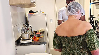 87-year-old Grandma in Her Kitchen and Her Perverted Grandson Looking Under Her Dress