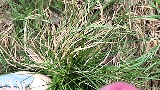Stepdaughter Gives Her Stepfather an Amazing Handjob and Blowjob in the Meadow