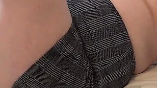 Naughty Wife in College Uniform Playing with Big Dildo