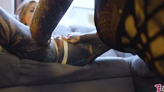 Big Boobs Burlesque Tattooed Girl Anal Strap-On Fuck