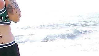 Cameraman fucks curvy mature Dickxy anal while shooting on the beach