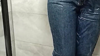 Sexy Show Getting Wet in the Shower in Clothes