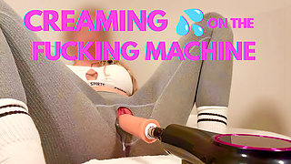 Dildo Machine Fucks My Creamy Pussy - German Amateur Soaks Her Tights