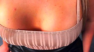 Busty CFNM babes gives hard handjob