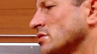 Horny skinny MILF Cameron gets fucked by older neighbors in the kitchen