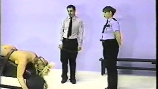 Naughty blonde enjoys some BDSM spanking