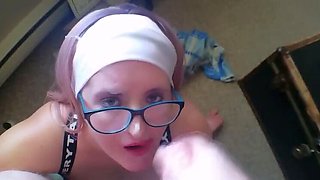 Naughty Step-Daughter Caught Step-Dad Stroking – She Helps Him Finish