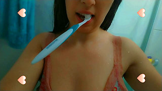 Just a cute girl .The Unboxing of my new dress but first lets take a shower together and play