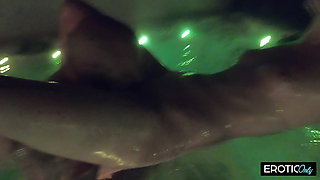 He Squirts Into Her Pussy Hole in the Pool