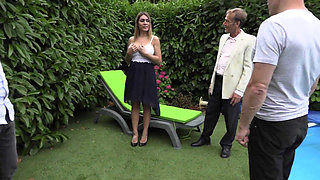 Busty French MILF in Garden Foursome