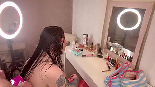 Miss Ffw Continues to Berate Mr While He Blowdries Her Hair