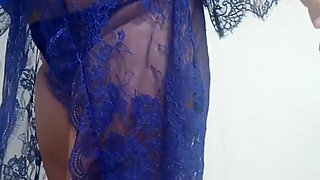Sexy Filipina Milf, In A Sexy Blue See Through Dress & Sucking Her Big Nipples