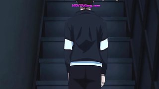 Cheating anime roommate rides hard before BF comes home