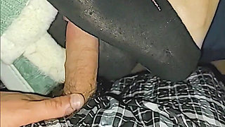Naughty Black Nike No-show Ankle Socks Sockjob Footjob with Slipper Removal