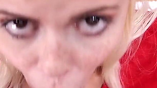 19 year old teen Madison Hart no hands POV blowjob and cum swallow