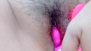 Young Girl Struggles with Dildo Device