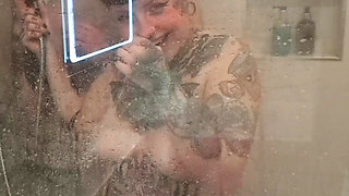 Shower Sex Against the Big Steamy Glass Panel