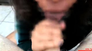 Teen Latina Babe Gives a Quick Blowjob Before School