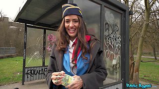 Shy Flight Attendant Seduced by Public Agent during Layover - Cum Fly With Me - Coco Bae and Martin Gun