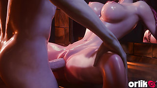 D.va Washroom Gangbang - Shared with Two Guys Overwatch 3D Animation