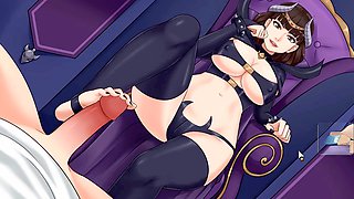 Dark princess gives me a footjob during building chores