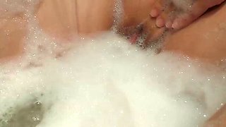 Hot Teen Solo Masturbation with Water Jet on Big Clit - Close Up Orgasm in Bathroom
