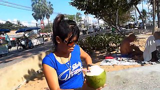 Big natural tits Thai teen beach pick up